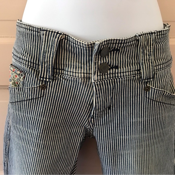 Express Striped Ankle Jeans - Blue and White Vintage Perfection